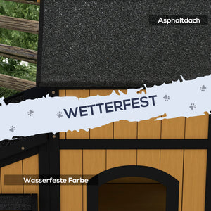 Katzenhaus Tannenholz winterfest 96x65x85.5cm Gelb