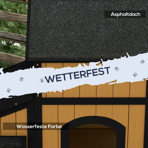 Katzenhaus Tannenholz winterfest 96x65x85.5cm Gelb