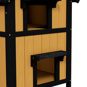 Katzenhaus Tannenholz winterfest 96x65x85.5cm Gelb