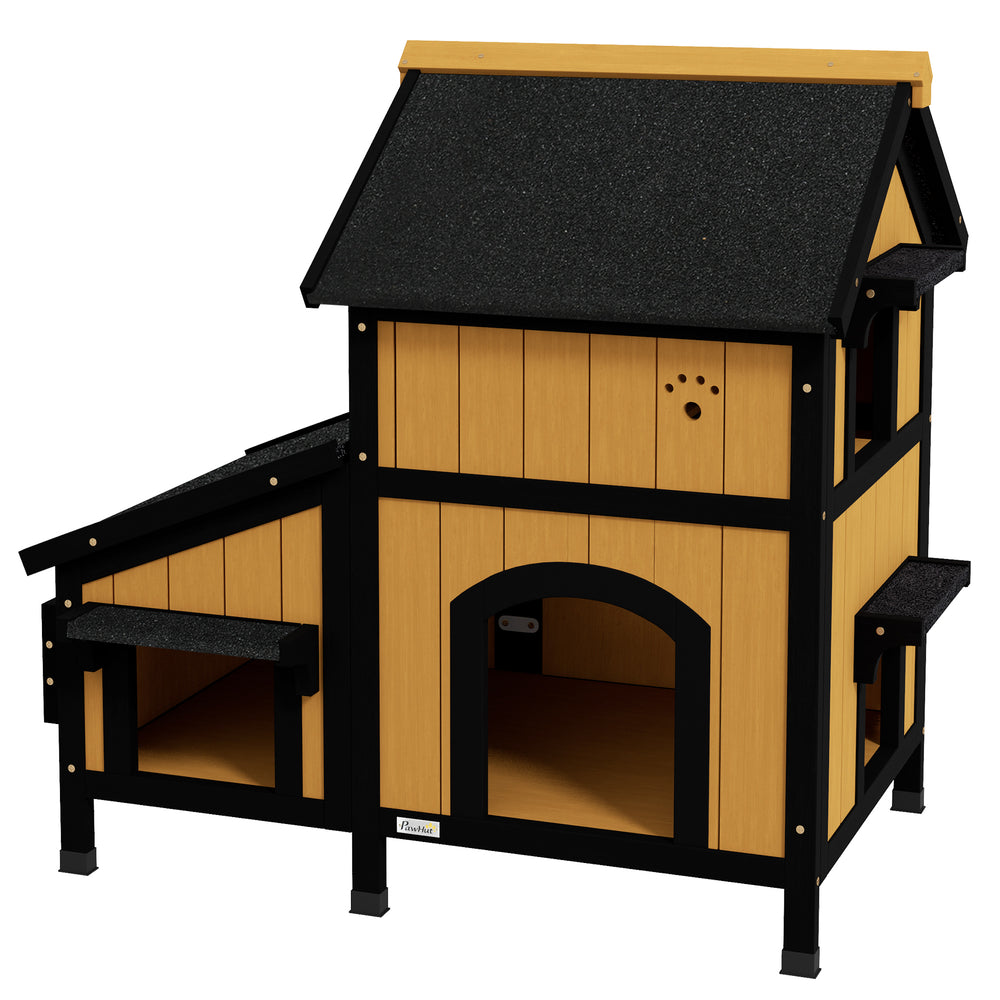 Katzenhaus Tannenholz winterfest 96x65x85.5cm Gelb