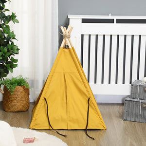 Katzenhaus Tipi-Zelt rutschfest mit Kissen & Spielball Gelb