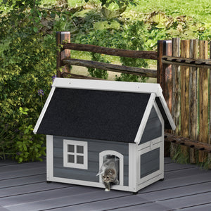 Katzenhaus wetterfest Holz 77x57.5x68cm Grau