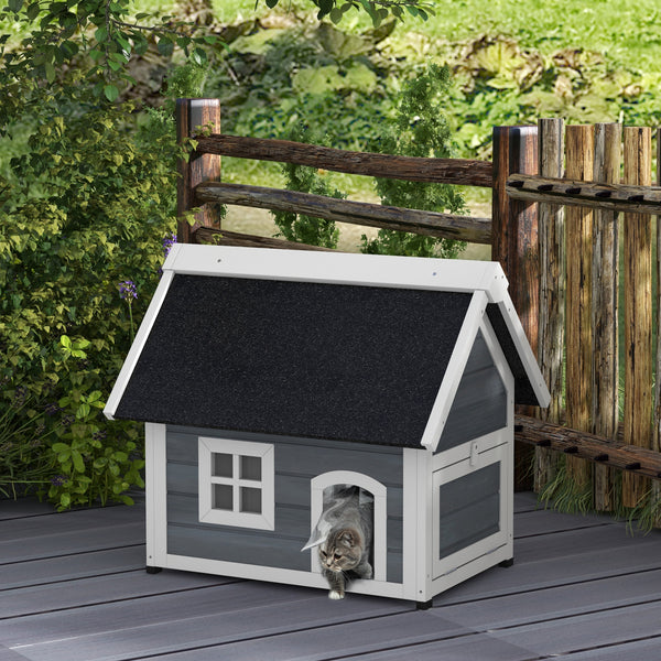 Katzenhaus wetterfest Holz 77x57.5x68cm Grau