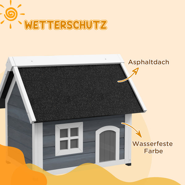 Katzenhaus wetterfest Holz 77x57.5x68cm Grau