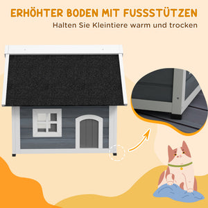 Katzenhaus wetterfest Holz 77x57.5x68cm Grau