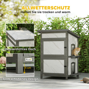 Katzenhaus Outdoor wetterfest mit Fenster und Eingängen aus Holz