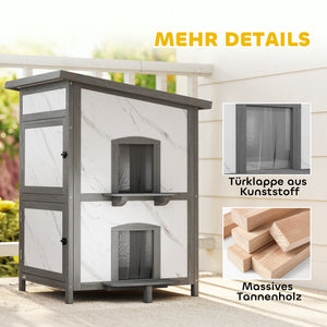 Katzenhaus Outdoor wetterfest mit Fenster und Eingängen aus Holz