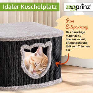 Katzenhöhle Katzenhaus CosyCave Beige – stilvoll & robust mit Sisal & Plüsch