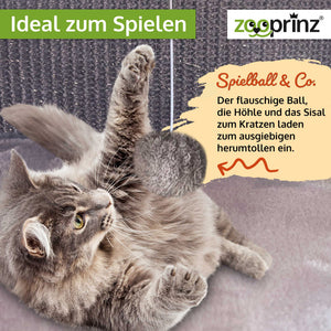 Katzenhöhle Katzenhaus CosyCave Beige – stilvoll & robust mit Sisal & Plüsch