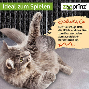 Katzenhöhle Katzenhaus CosyCave Beige – stilvoll & robust mit Sisal & Plüsch