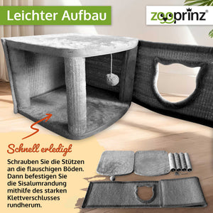 Katzenhöhle Katzenhaus CosyCave Beige – stilvoll & robust mit Sisal & Plüsch