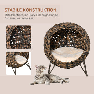 Katzenhöhle Katzenhaus mit Kissen Ø52x58cm Braun