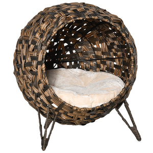 Katzenhöhle Katzenhaus mit Kissen Ø52x58cm Braun