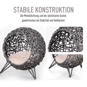 Katzenhöhle Katzenhaus mit Kissen Ø52x58cm Grau