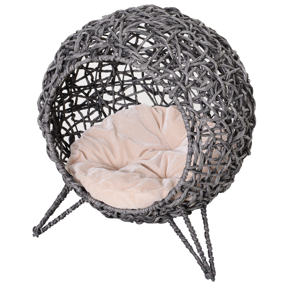 Cat cave, cat house with cushion, Ø52x58cm, grey