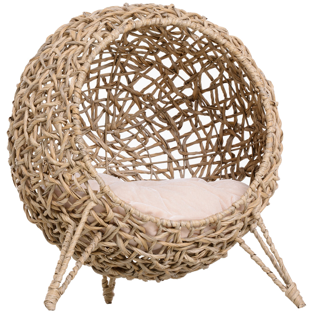 Cat cave, cat house with cushion, Ø52x58cm, natural