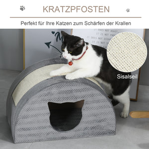 Katzenhöhle mit Kratzbrett Grau