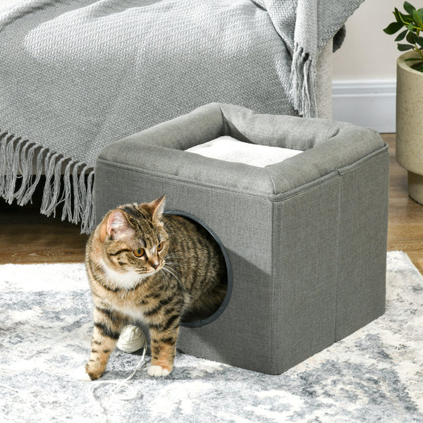 Katzenhöhle Katzenbett 2-in-1 mit Kissen grün