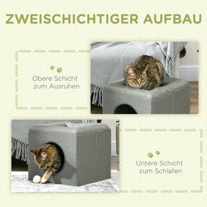 Katzenhöhle Katzenbett 2-in-1 mit Kissen grün