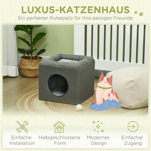 Katzenhöhle Katzenbett 2-in-1 mit Kissen grün