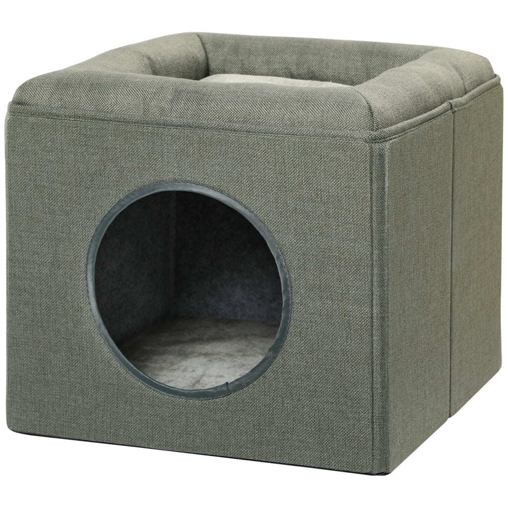 Katzenhöhle Katzenbett 2-in-1 mit Kissen grün