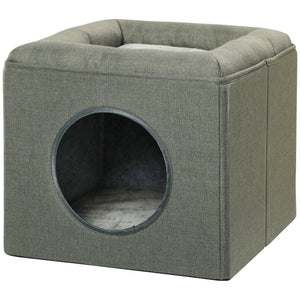 Katzenhöhle Katzenbett 2-in-1 mit Kissen grün