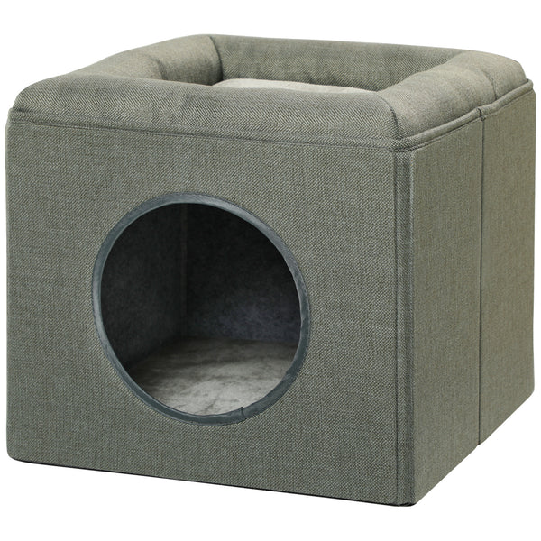 Katzenhöhle Katzenbett 2-in-1 mit Kissen grün