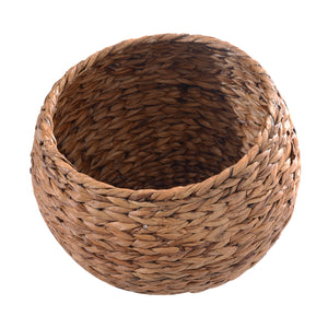Katzenhöhle Rattan mit Kissen aus Wasserhyazinthe Hellbraun