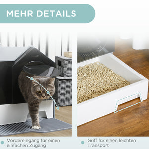 Katzenklo mit Bodenwanne Filter & Schaufel Weiss & Grau