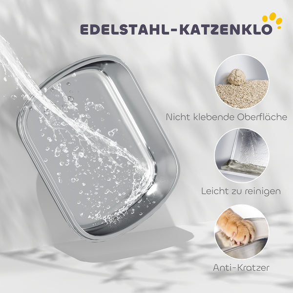 Katzenklo mit Deckel und Schaufel für kleine Katzen Edelstahl