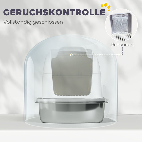 Katzenklo mit Deckel und Schaufel für kleine Katzen Edelstahl