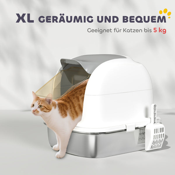 Katzenklo mit Deckel und Schaufel für kleine Katzen Edelstahl