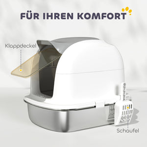 Katzenklo mit Deckel und Schaufel für kleine Katzen Edelstahl