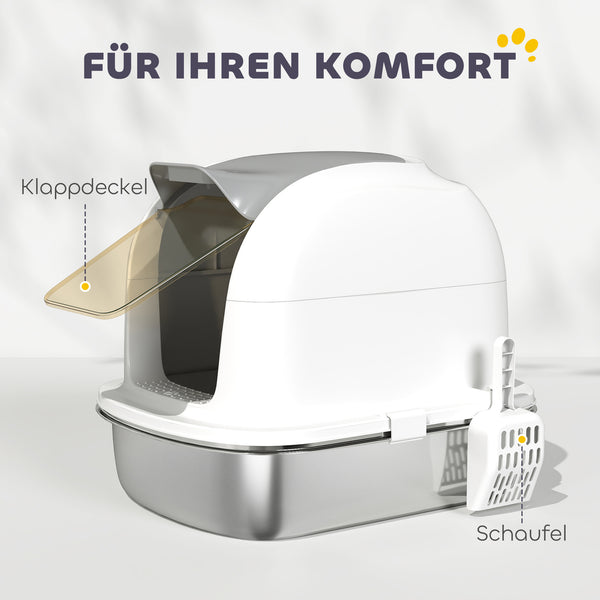 Katzenklo mit Deckel und Schaufel für kleine Katzen Edelstahl