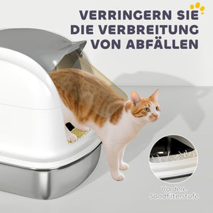 Katzenklo mit Deckel und Schaufel für kleine Katzen Edelstahl