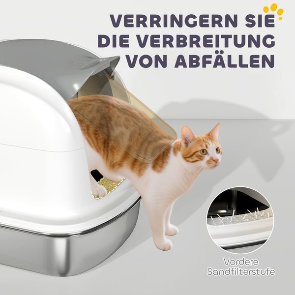 Katzenklo mit Deckel und Schaufel für kleine Katzen Edelstahl