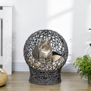 Katzenkorb mit Kissen stilvoll & gemütlich Violett & Cremeweiss