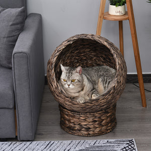 Katzenkorb Rattan gemütlich stilvoll & robust Dunkelbraun