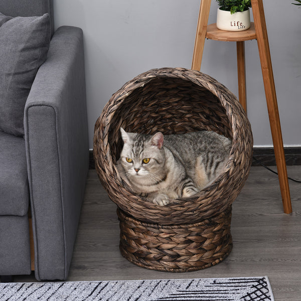 Katzenkorb Rattan gemütlich stilvoll & robust Dunkelbraun