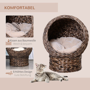 Katzenkorb Rattan gemütlich stilvoll & robust Dunkelbraun