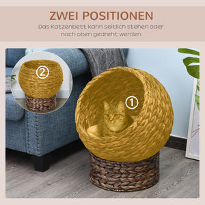 Katzenkorb Rattan gemütlich stilvoll & robust Dunkelbraun