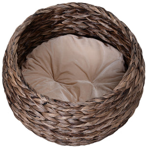 Katzenkorb Rattan gemütlich stilvoll & robust Dunkelbraun