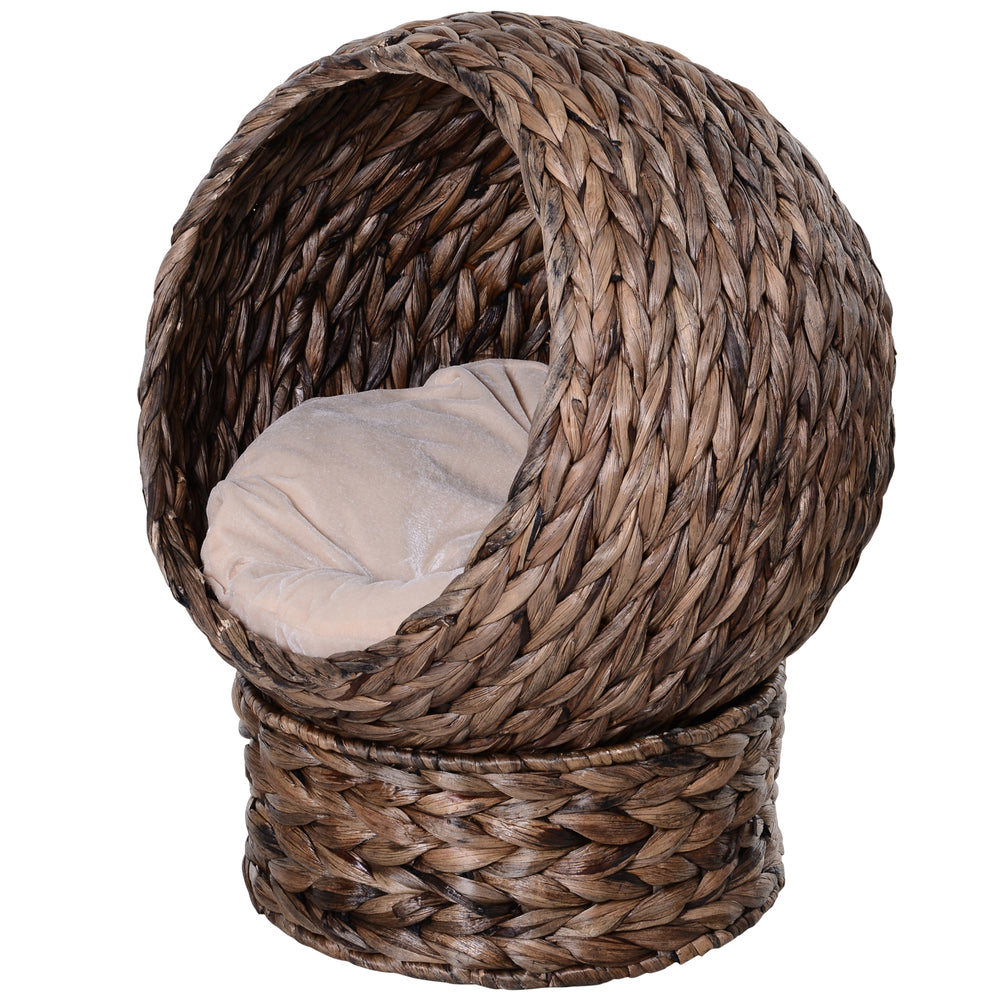 Rattan cat basket, cozy, stylish & robust, dark brown