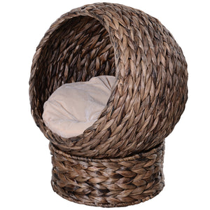 Katzenkorb Rattan gemütlich stilvoll & robust Dunkelbraun