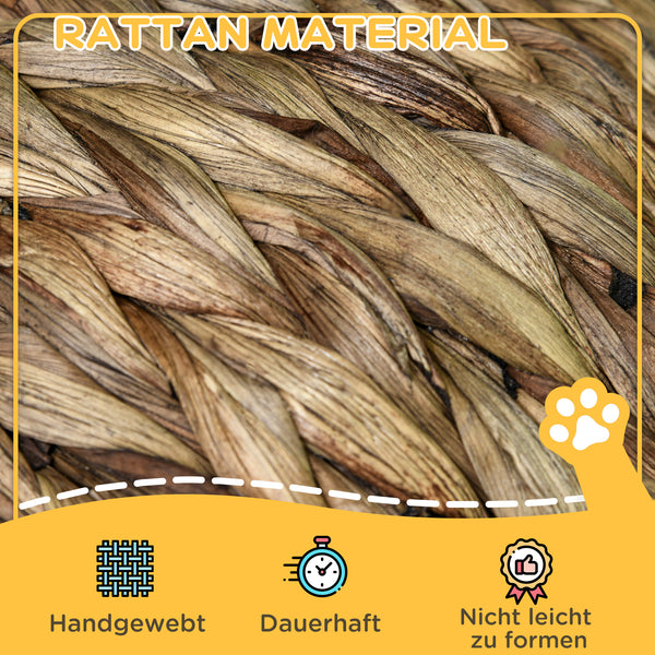 Katzenkorb Rattan mit Kissen Wasserhyazinthe Dunkelbraun