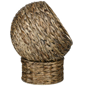 Katzenkorb Rattan mit Kissen Wasserhyazinthe Dunkelbraun