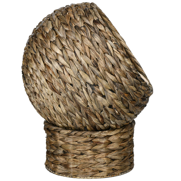 Katzenkorb Rattan mit Kissen Wasserhyazinthe Dunkelbraun