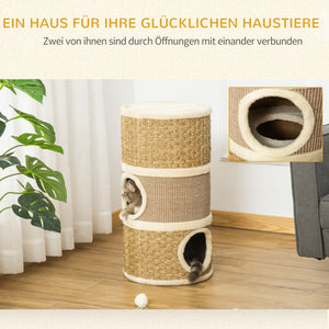 Katzenkratzbaum 3 Ebenen Sisal & Plüsch