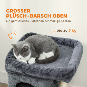 Katzenkratzbaum kompakt mit Sisal und Höhle dunkelgrau