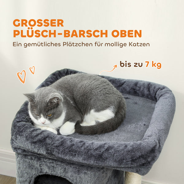 Katzenkratzbaum kompakt mit Sisal und Höhle dunkelgrau